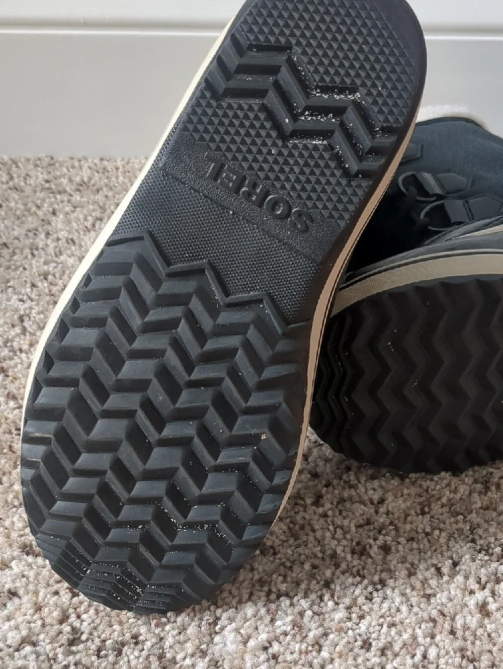 Sorel Black and Cream Kids' Waterproof Snow Boots